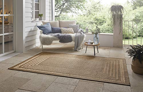 NORTHRUGS Tappeto per interni ed esterni, Limonero, 120 x 170 cm, tessuto piatto, effetto sisal, design skandi, resistente alle intemperie, per balcone, terrazza, giardino d'inverno, cucina, bagno,