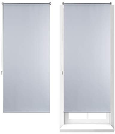 Relaxdays 2 x Thermo Verdunklungsrollo, Hitzeschutz, Fenster Seitenzugrollo, Klemmfix ohne Bohren, 70x160, Stoff 66 cm, weiß