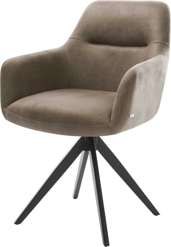 Polsterstuhl Pejo-Flex Kreuzgestell kantig Schwarz Mikrofaser Taupe Vintage | Taschenfederkern