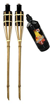 Moritz 2 x bambufacklar fackla 90 cm standard natur 1 x 1 000 ml lampolja trädgårdsfackla oljefacklor trädgård dekoration oljelampa gångljus