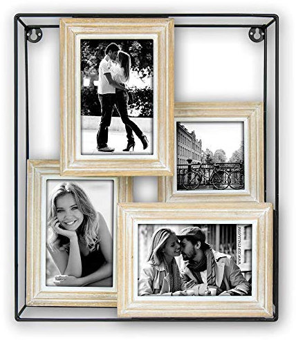 matches21 - Cornice portafoto in legno e metallo, 4 foto