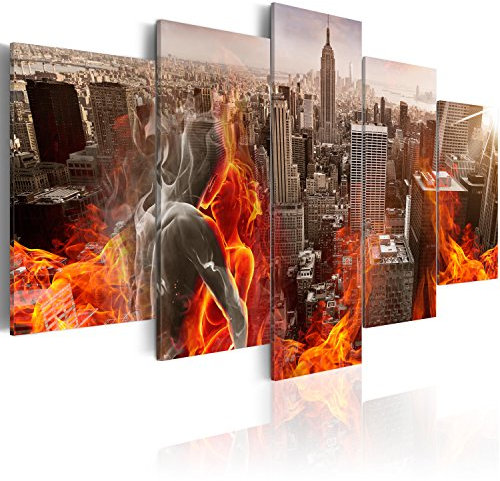B&D XXL - Akustikbild Gestalten Akt 5 tlg - Bilder Akustikschaum Schallschutz Wand Deko Kunst Akustikpaneele Wandpaneele Schalldämmung Wandbild Schallabsorber Akustikplatten New York h-C-0039-b-m