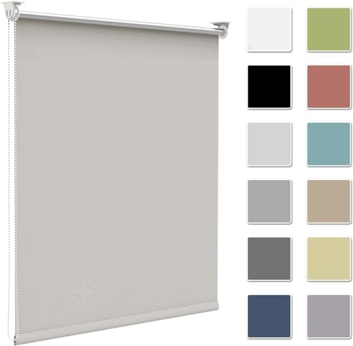 Zarnan Verdunkelungsrollo Klemmfix ohne Bohren B65 x H120cm Creme Verdunklungsrollo Thermorollo Seitenzugrollo Klemmrollo für Fenster & Tür Sichtschutz Sonnenschutz innen Rollo