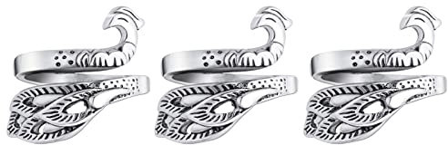 Yolev Häkelring 3 Stück Metall Crochet Ring Verstellbare Häkelringe Geflochtene Schlaufe Garnführung Pfau Offener Ring für DIY Geflochtenes Bastel Zubehör