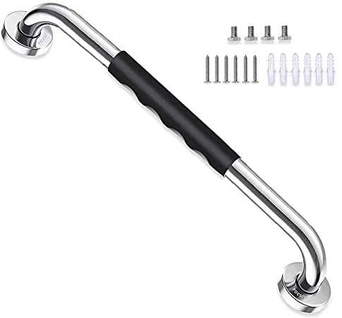 60cm Dusch Haltegriff Hoopever Rutschfest Edelstahl Chrom Badezimmer Balance Stange, Sicherheitshandlauf Unterstützung, Handicap Älter Verletzungs Senior Assist Badegriff 3,2 cm Durchmesser