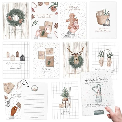 Papierdrachen Karten-Adventskalender 2025 - Achtsamkeit - 24 liebevoll illustrierte Postkarten zum Selbstgestalten und Verschenken