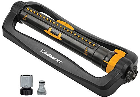 Melnor 65165AMZ XT Turbo Oscillating Sprinkler, 4,500 sq. ft., Quick Connect Bundle, 2-Way Adjustable, Black, Yellow