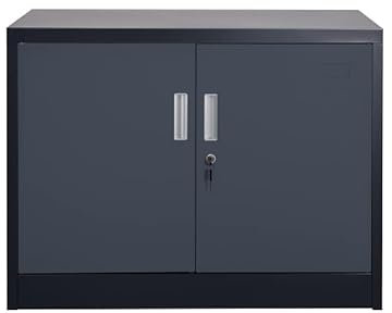 Jet-Line | Büroschrank | Metall | W900xD400xH900 | Aktenschrank | Kiew| dunkelgrau | Werkzeugschrank | Lager | Schrank | Metallschrank | Mehrzweckschrank | Abschließbar |