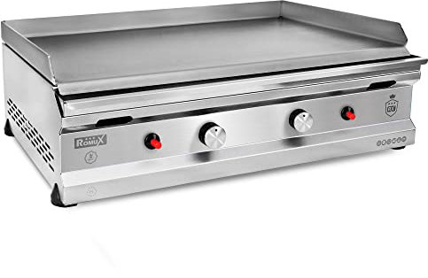 Romux® Plancha Industrial de Acero Inoxidable a Gas 70 cm Sobremesa Grosor de la Placa 4 mm para un Rápido Calentamiento con Termopar CE | Potencia 6 kW | Bares y Restaurantes