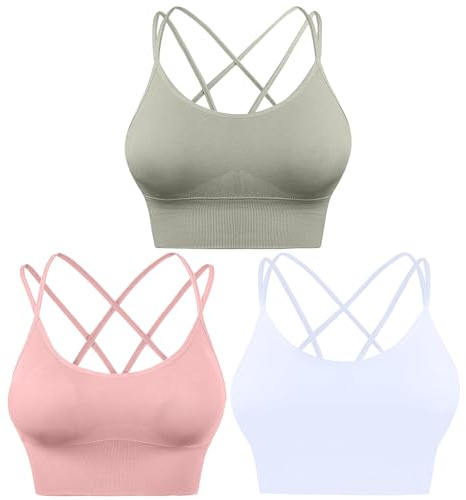 HANERDUN Damen Sport BH Bügel Sport-BH Starker Halt Sports Bustier Yoga Bra | Push Up | Ohne Buegel | Gepolstert | Große Brüste | Atmungsaktiv | Dehnbar | Mittelstarkem | Nahtlose | Fitness Lauf Joggen
