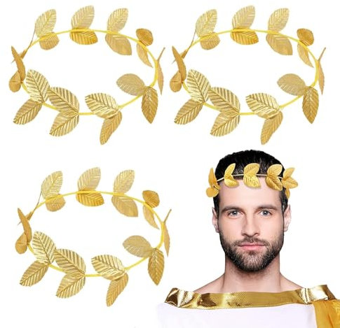 MUYAPAY 4 Stück Gold Blatt Stirnbänder Kopfschmuck, Römischer Gold Blatt Kronen Römisches Lorbeer Kranz Griechischer Kopfschmuck,Für Damen Herren Zubehör Weihnachten