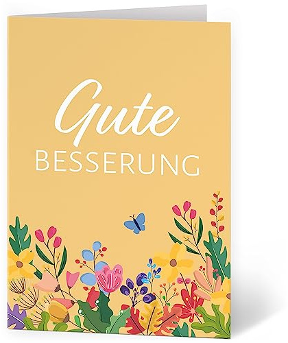 Grußkarte XXL (A4) Gute Besserung Wiese Gelb mit Umschlag Klappkarte Krank Krankenhaus Extra Groß Maxi Genesungskarte