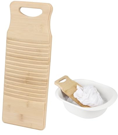 FMTYAOIU Bamboo Hand Washboard for Laundry Washing Clothes, Cleaning Board for Hand Washing Scrub Board, Old Fashioned Hand Washer for Women School Home, Thickened Scrubbing Washboard, 15.7x5.9x0.7in