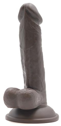 Godemichet réaliste en TPE avec ventouses de 17,8 cm - Gode réaliste avec balles - Ventouse puissante et veines réelles - Jouet sexuel pour femmes hommes et couples - Marron