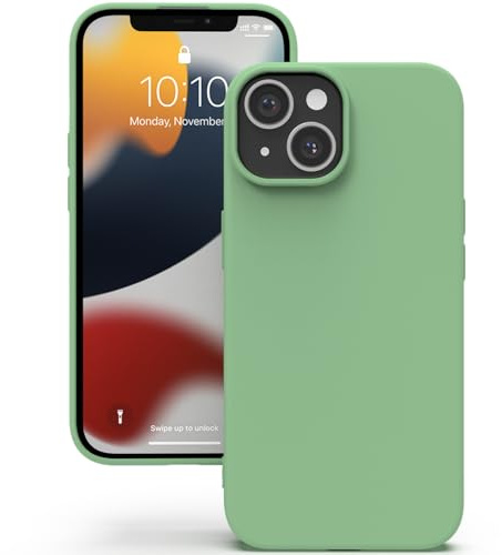 YATWIN Funda para iPhone 13 Mini, Funda Protectora Cuerpo Completo, Silicona Premium, Forro Microfibra Suave Antiarañazos, Verde Menta