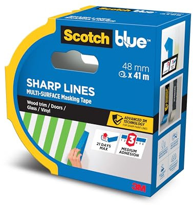 Scotch Cinta adhesiva Blue Sharp Lines, 48 mm x 41 m, 1 rollo/paquete, fuentes controladas PEFC SGSCH-PEFC-COC-110078