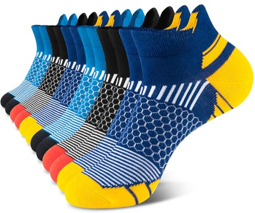 Niofind Herrensockor 47-50, Sneakersockor Herr Sportstrumpor Andningsbara Bomull Sportstrumpor med Blisterskydd för Löpning, Vandra, Träning, Fitness, Gång, Cykling, Multipak 6 par