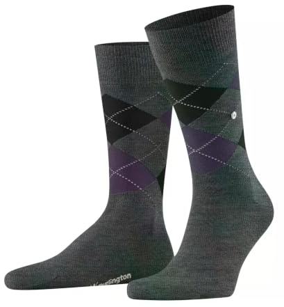 Burlington Edinburgh M So laine fantaisie 1 paire, Chaussettes Homme, Gris Asphalt Melange 3180, 40-46