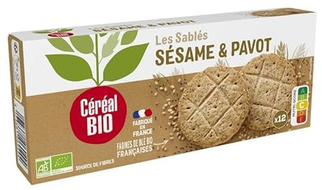Délice Bio: Biscuits Céréales aux Graines de Pavot et Sésame 132g - Gourmandise Naturelle, Équilibre Diététique - Epicerie Sucrée Premium - Le Lot De 4
