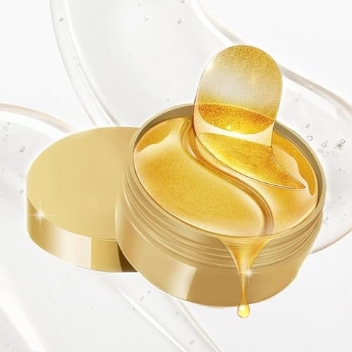 Maschera per gli occhi in oro 24K, cerotti in gel sotto gli occhi, 30 paia di cuscinetti per occhi in idrogel dorato - adatti per occhi gonfi e occhiaie (60 pezzi)