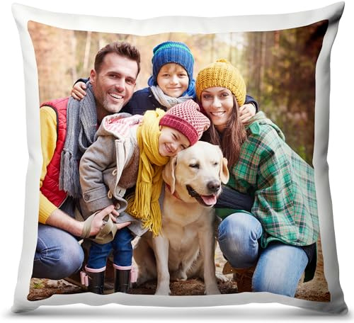 Personalised Cushion Cover with Photo - Custom Pillow, Vivid Print Gift | Soft Plush Fabric, Hidden Zipper; Personalised Photo Gifts for Birthday, Anniversary; Customised Pillow, Text & Image