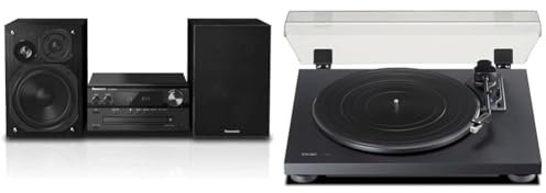 Panasonic SC-PMX92EG-K Sistema Hi-Fi Stereo, Audio High-Res, CD, Bluetooth, FM Radio, DAB+ & Teac TN-180BT-A3/B giradischi HiFi Bluetooth Nero