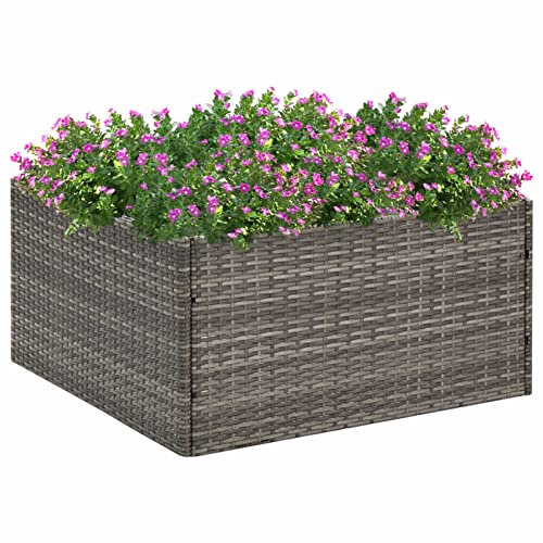 ShGaxin Jardinière Gris 80x80x40 cm Résine tressée,Jardinières,Jardinieres Exterieur,Bac Jardiniere,Bac à Fleurs Extérieur,Jardinieres Balcon,Jardinières,Jardinieres Exterieur,Bac Jardiniere,
