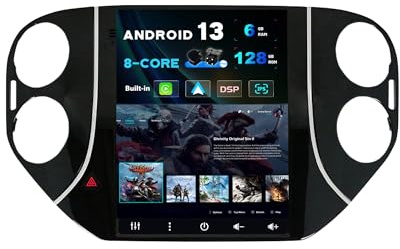 SXAUTO Android 13 [6G 128G, 8 kärnor] IPS-bilradio för VW Tiguan (2010–2012) – Carplay/Android Auto – LED-kamera + MIC- 360-CAM DAB rattkontroll snabbstart, WiFi DSP Bluetooth5.0-2 Din 9.7