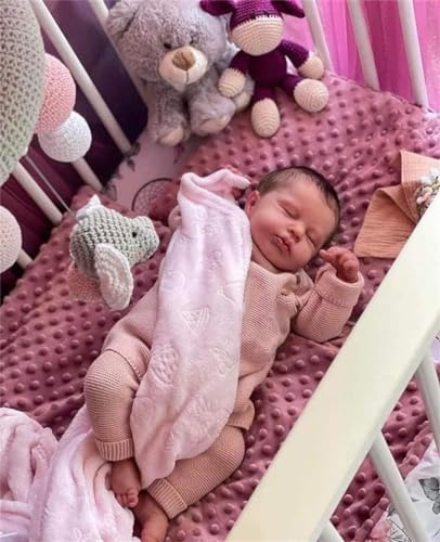Zero Pam Reborn Baby - 20 Zoll 50 cm Voll Silikon Lebensecht Mädchen Echte Babypuppe Mit Haaren Neugeborene Puppe Das Sieht Echt Aus Für Mädchen Ab 3 Jahren Mit Zubehör