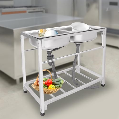 Kommerzielle Edelstahlspüle, Doppelspüle, freistehende Küchenspüle, gewerbliche spüle, Outdoor Garten campimg spüle, für Küchen, Bars, Restaurants