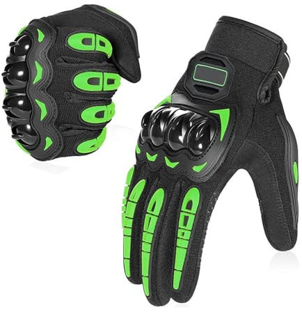 Generico Guanti Da Moto A Guscio Rigido, Guanti Da Moto Traspiranti Da Uomo, Guanti Protettivi Da Moto, Robusta Protezione Per Le Mani Da Moto Poliestere Per La Casa, Interni Verde Nero
