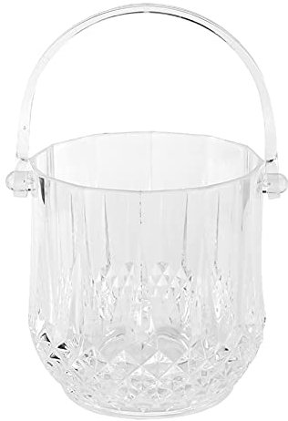 Sunicon Cubitera de acrílico, pequeño contenedor de cubitos de hielo de acrílico transparente, enfriador de vino para cerveza y champán con barra de mango, suministros KTV para