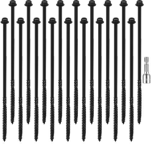 Lot de 18 vis à bois, vis de fixation à bois de 6,7 x 200 mm, vis à tête hexagonale, vis tire-fond, vis à tête hexagonale pour vis à bois pour vis à bois d'extérieur (6,7 x 200 mm)