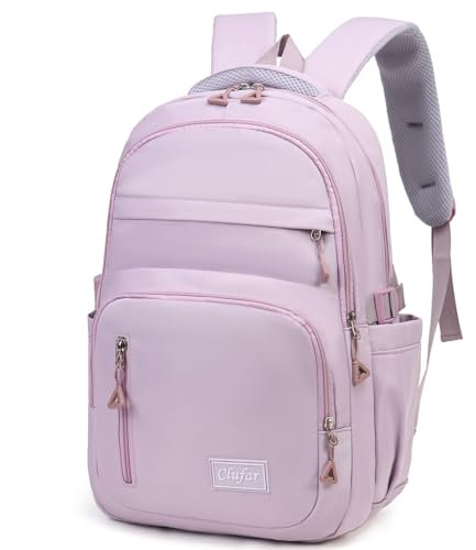 Clufar Schulrucksack Teenager Mädchen Groß Leicht Schulranzen Regenschutz Lila Komfortabel Laptop Rucksack Schule Damen Schultasche Schoolbag Schulrucksäcke Multi-Tasche für Boys Girls Purple