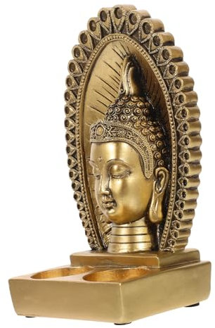Zerodeko Antiker Buddha Kerzenhalter Aus Resin Dekorative Buddhakopf Figur Handpolierter Kerzenständer Für Tee Stumpenkerzen Vielseitig Einsetzbar Für Wohn Tempeldekoration
