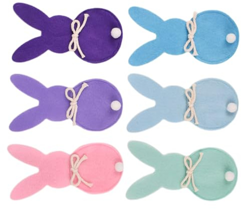 Ywmsfl Bestecktaschen aus empfindlichem Stoff, Motiv: Ostern, Kaninchen, Kaninchen, Geschirr, Tasche für Frühlingstischdekoration, 6 Stück