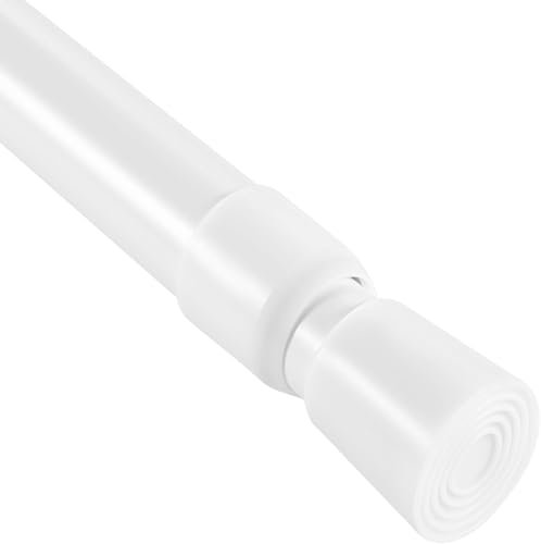 CROWNSHOP 103-190cm Shower Curtain Pole Extendable Curtain Poles, Tension Curtain Rod, Adjustable No-Drill Shower Rail, Telescopic Pole for Net and Voile (White）