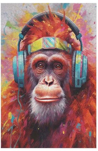 Gorilla Puzzles 1000 Teile Für Jugendliche Kreatives Holzpuzzlespielzeug Familienspiel Schwierigkeitsgrad Herausforderungspuzzles （78×53cm）