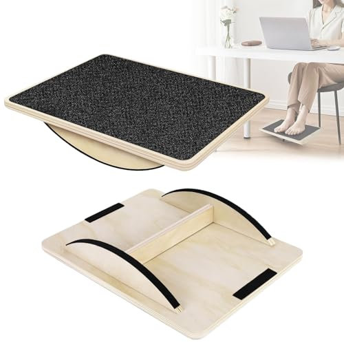 Balance Board Holz, Gleichgewichtstrainer, Wackelbrett Hund, Balance Board Erwachsene, Wackelbrett für Physiotherapie, Balanceboard, für Hunde Training, Wackelpad, für Schreibtisch und Stehpult (A)
