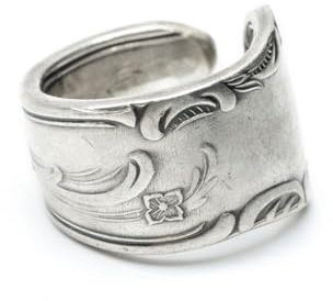Miniblings Anello da uomo realizzato con posate antiche e forchetta per riciclaggio, fatto a mano, LR4, gioiello alla moda fatto a mano, 17.1mm, Posate antiche in metallo, non noto