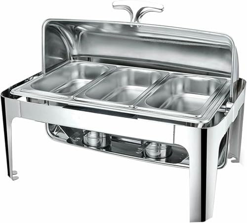 HOTAPEPU Calentador de Alimentos eléctrico Chafing Dish Chafer Chafing Dish Servidores y Calentadores de Buffet rectangulares comerciales: MGA la Comida Fresca y Deliciosa - 9L (C)