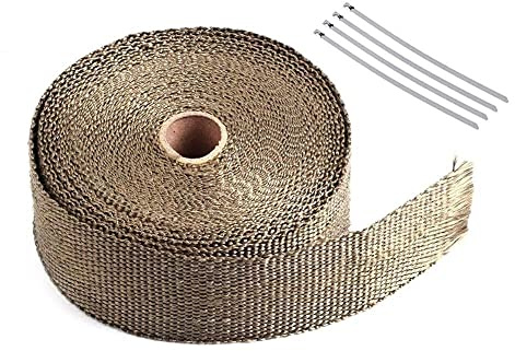 Bande Thermique Echappement 5M rouleau en fibre de verre bouclier thermique moto échappement en-tête tuyau chaleur Wrap bande Protection thermique tuyau d'échappement isolation + 4 attaches Isolant Th