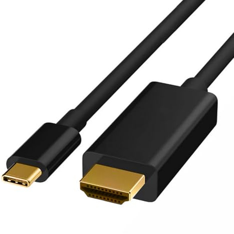 Visiodirect Câble USB Type-C Mâle vers HDMI Mâle, USB-C vers HDMI 4K (Mâle vers Mâle) Noir 1,8 mètres