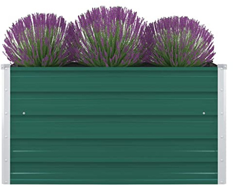 HaoChrymec Jardinera Elevada de Acero Galvanizado, Bancal para Huerto Urbano, Diseño Robusto y Estable, Ideal para Exteriores, Color Verde, 100x100x45 cm