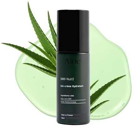 Gel‑Crème Nuit Aloe Paris 50 ml – Gel‑crème de nuit régénérant à l’Aloe Vera Bio & Acide Hyaluronique – Répare, apaise et hydrate pendant le sommeil