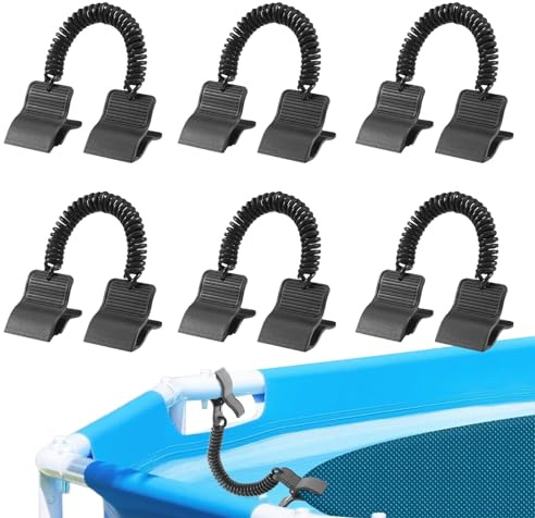 Pool Cover Clamps 6 Piece, Pool Clips Over Ground, Clamps Attachment Kit for Solar Swimming Hose Spa Winter Garden Lawn