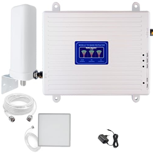 Amplificador de Señal Móvil, Repetidor de Red 2G 3G 4G, Compatible con Frecuencias 900/1800/2100 MHz, Amplificador de Cobertura