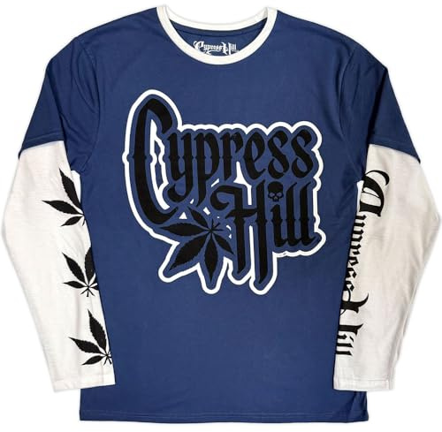 Longsleeve Cypress Hill Leaf & Logo Official Tee T-Shirt Mens Unisex (XX-Large) Blue