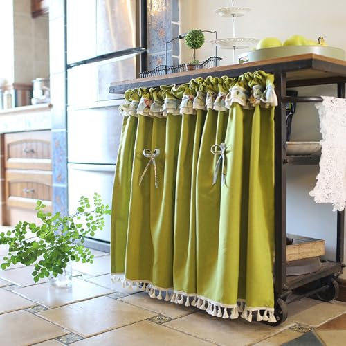 GDDUOYUE Short Kitchen Curtain with Drawstring – Café Style Rod Pocket Window Panel – Farmhouse Bistro Curtain for Sink Window – Poly-Cotton Blend,W30in(75cm)/H58in(148cm)