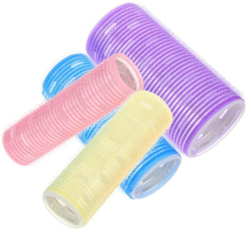 Homoyoyo Lot de 4 Bigoudis Auto-adhésifs en Aluminium pour Coiffure, Tailles Petite à Extra-large, Rouleaux Réutilisables pour Boucler Cheveux à Domicile et Salon, Outils Coiffure